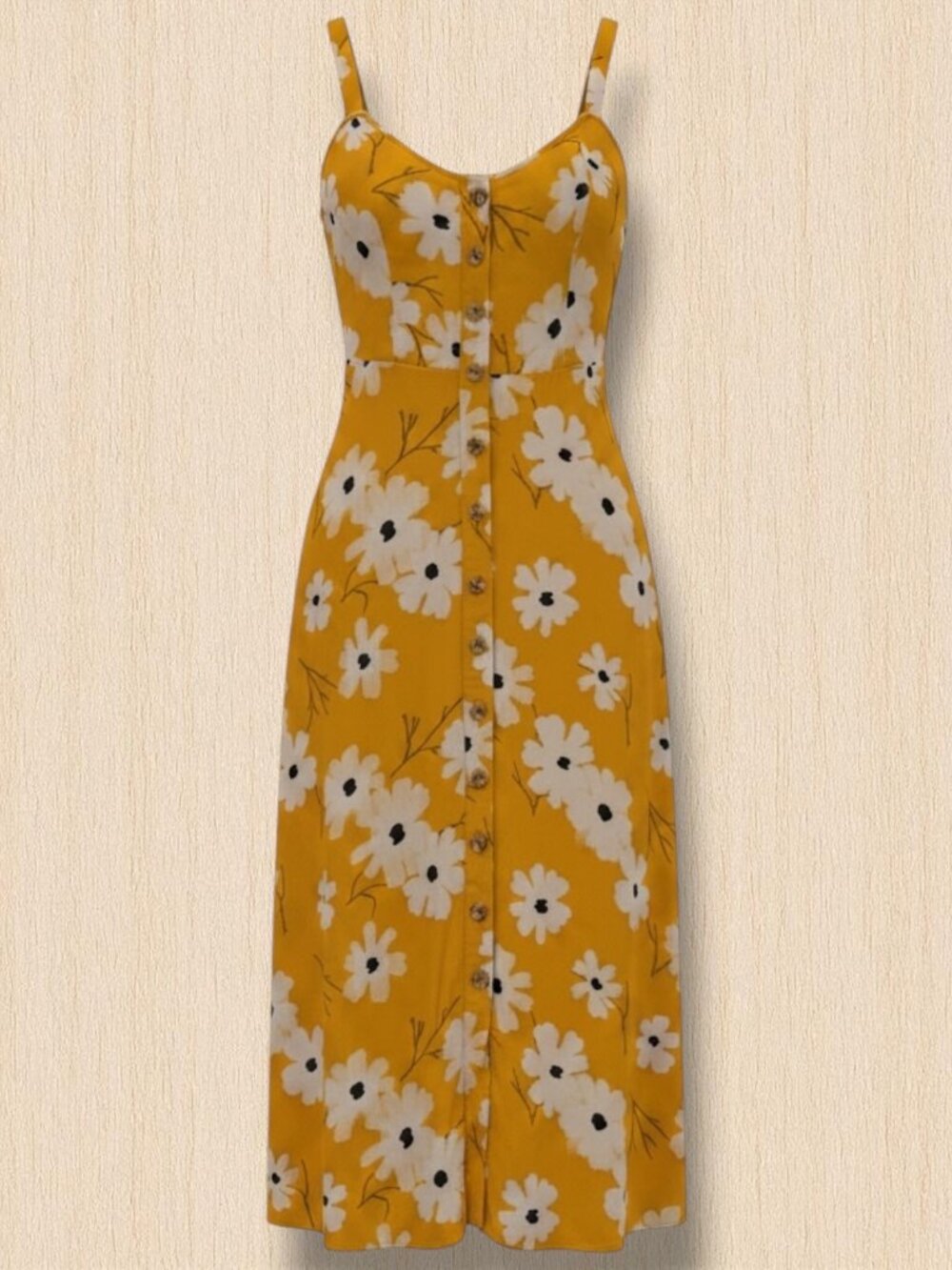 Madewell Yellow Floral Button-Front Maxi Dress 1" Straps 0